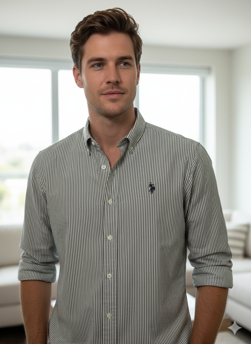 Camisola de manga comprida às riscas para homem US Polo Assn.