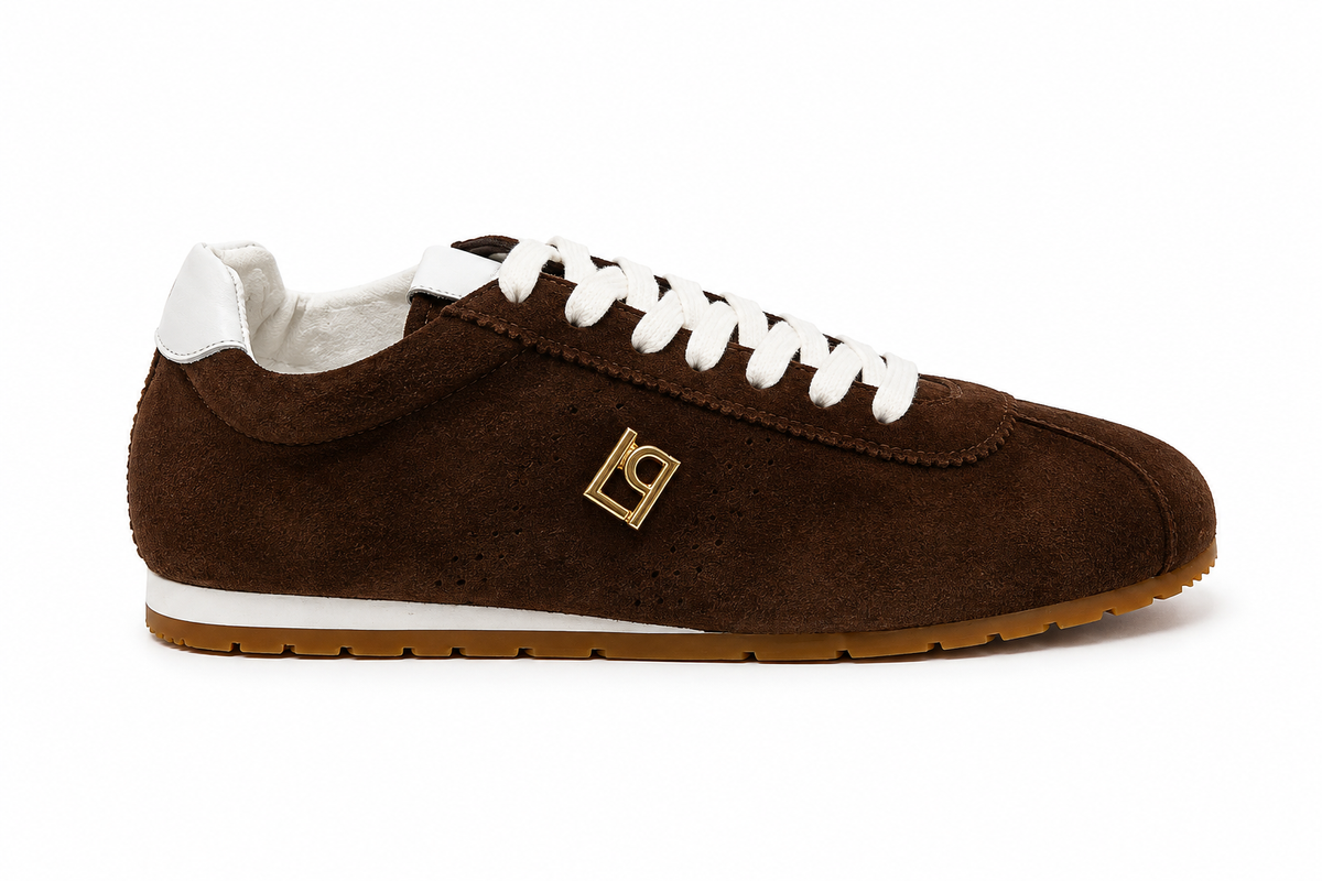 Leather Jogging Sneakers with Ornament Lança Perfume
