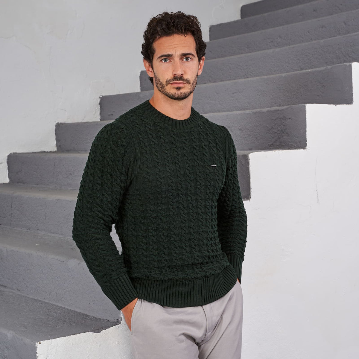 Fine-Knit Signature Detail Cotton Sweater Zolf