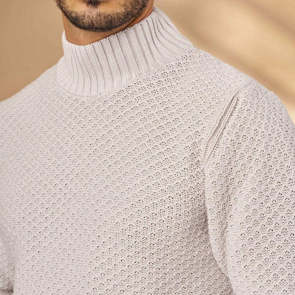 Camisola tricot meia gola texturada Zolf