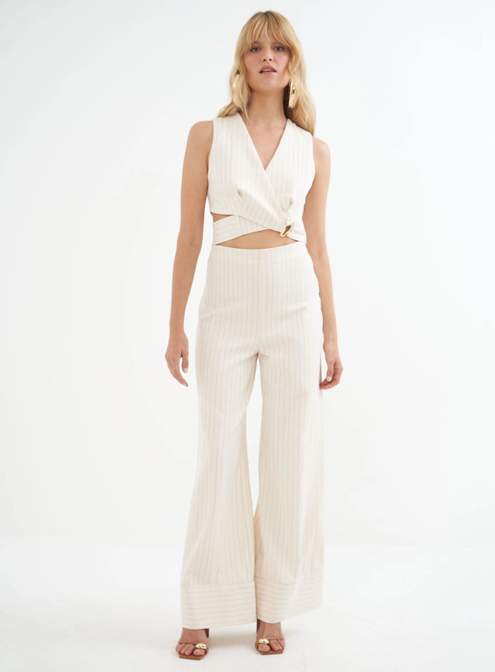Striped Wrap-Detail waistcoat Colcci