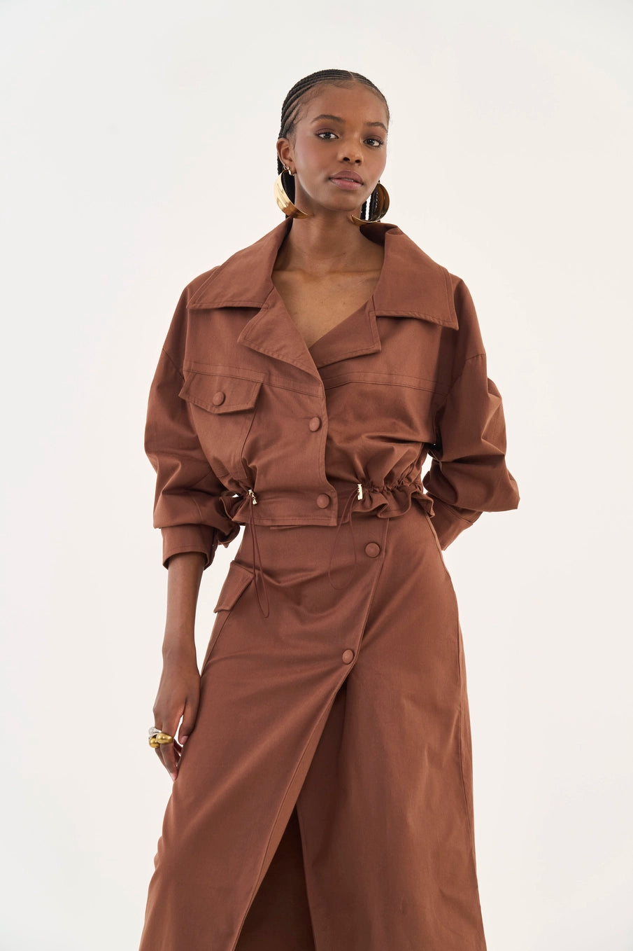 Cropped Loose Jacket with Front Pockets Colcci