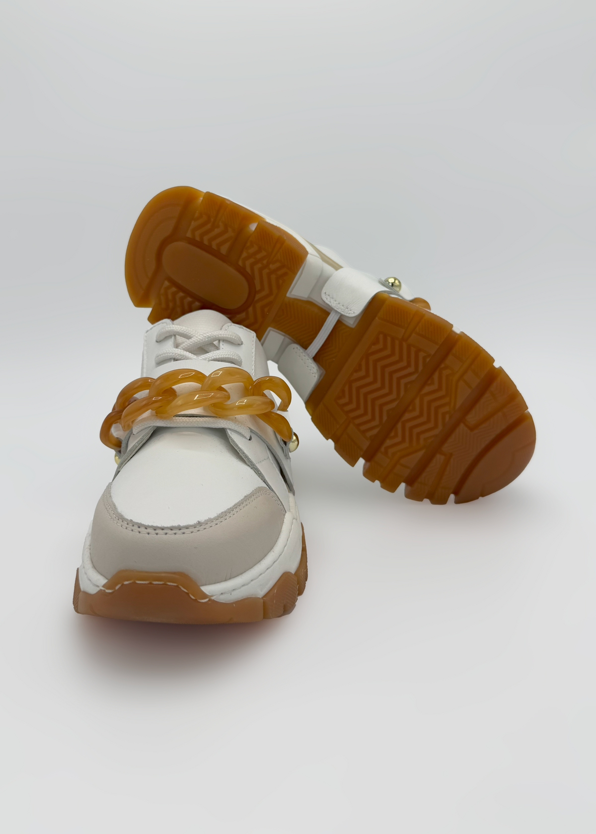 White Sneakers with Chain Detail Ruika