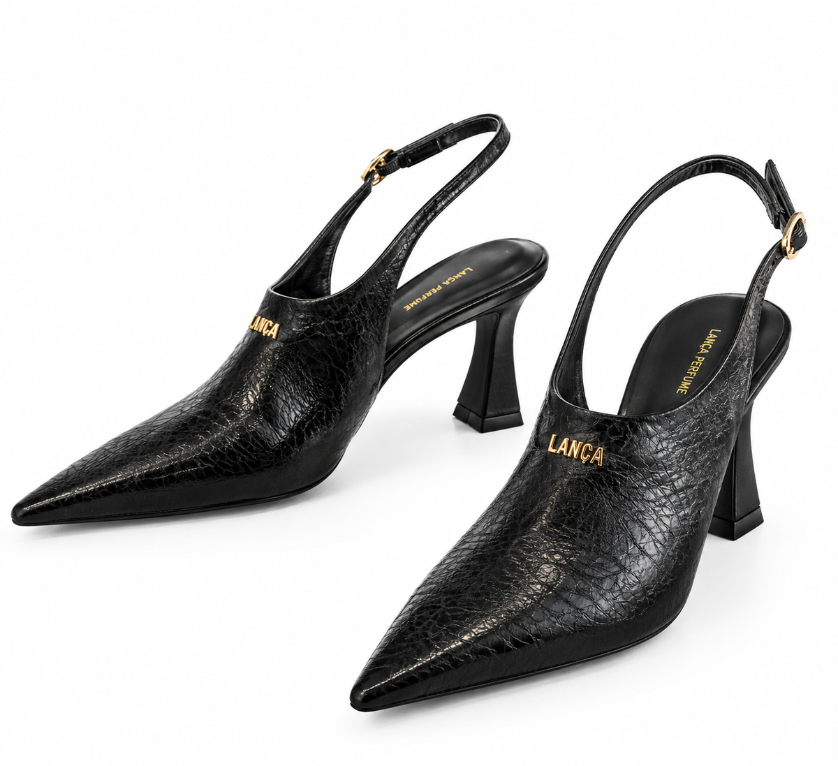 Leather Slingback Pumps with Comma Heel Lança Perfume
