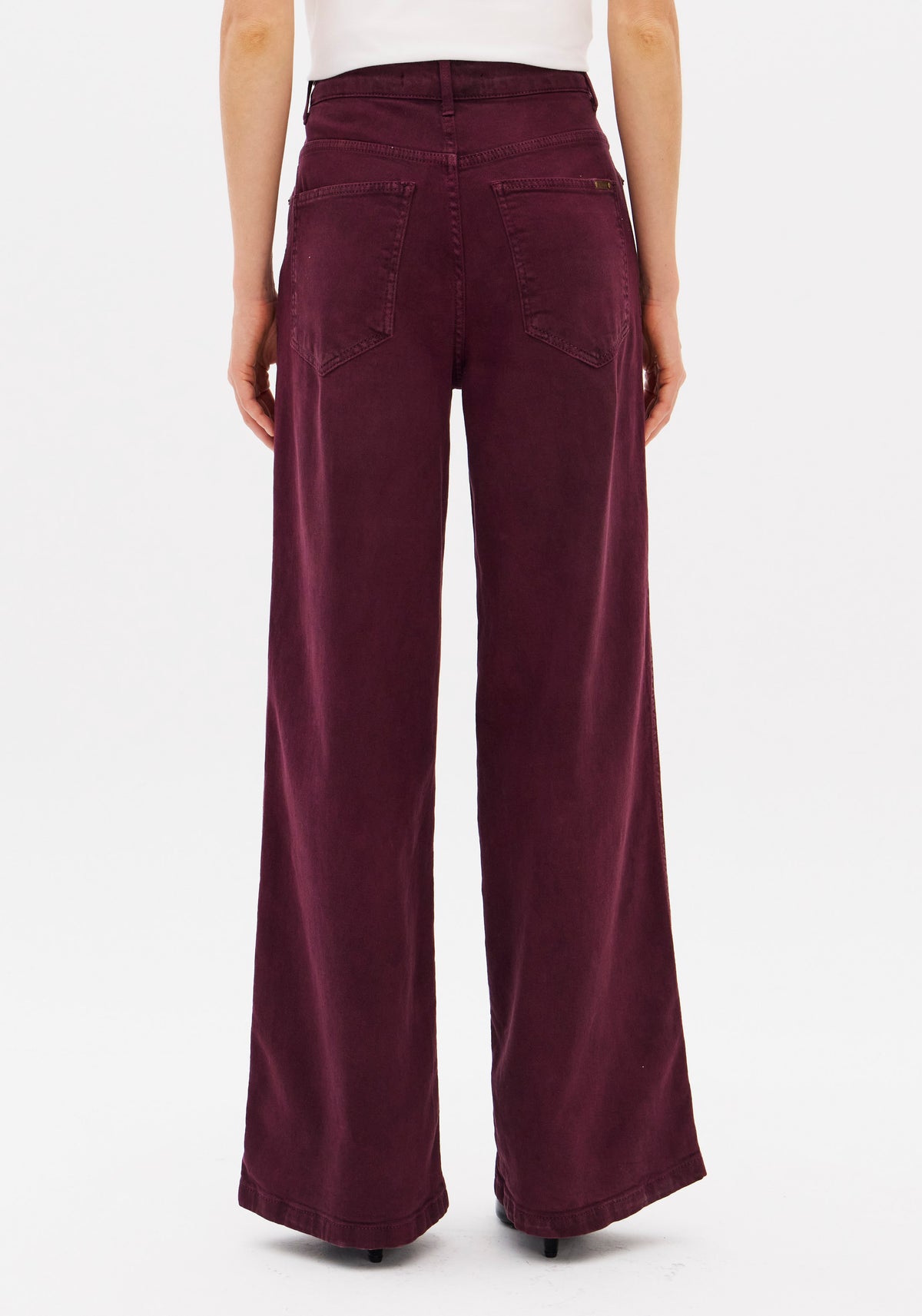 Burgundy Twill Wide-Leg Mid-Rise Trousers Lança Perfume