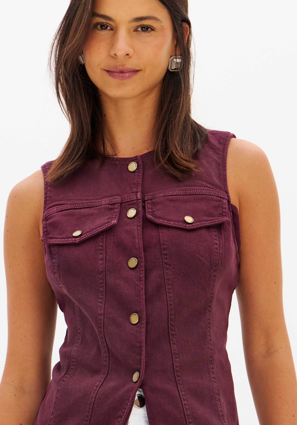 Longline Burgundy Twill Waistcoat Lança Perfume