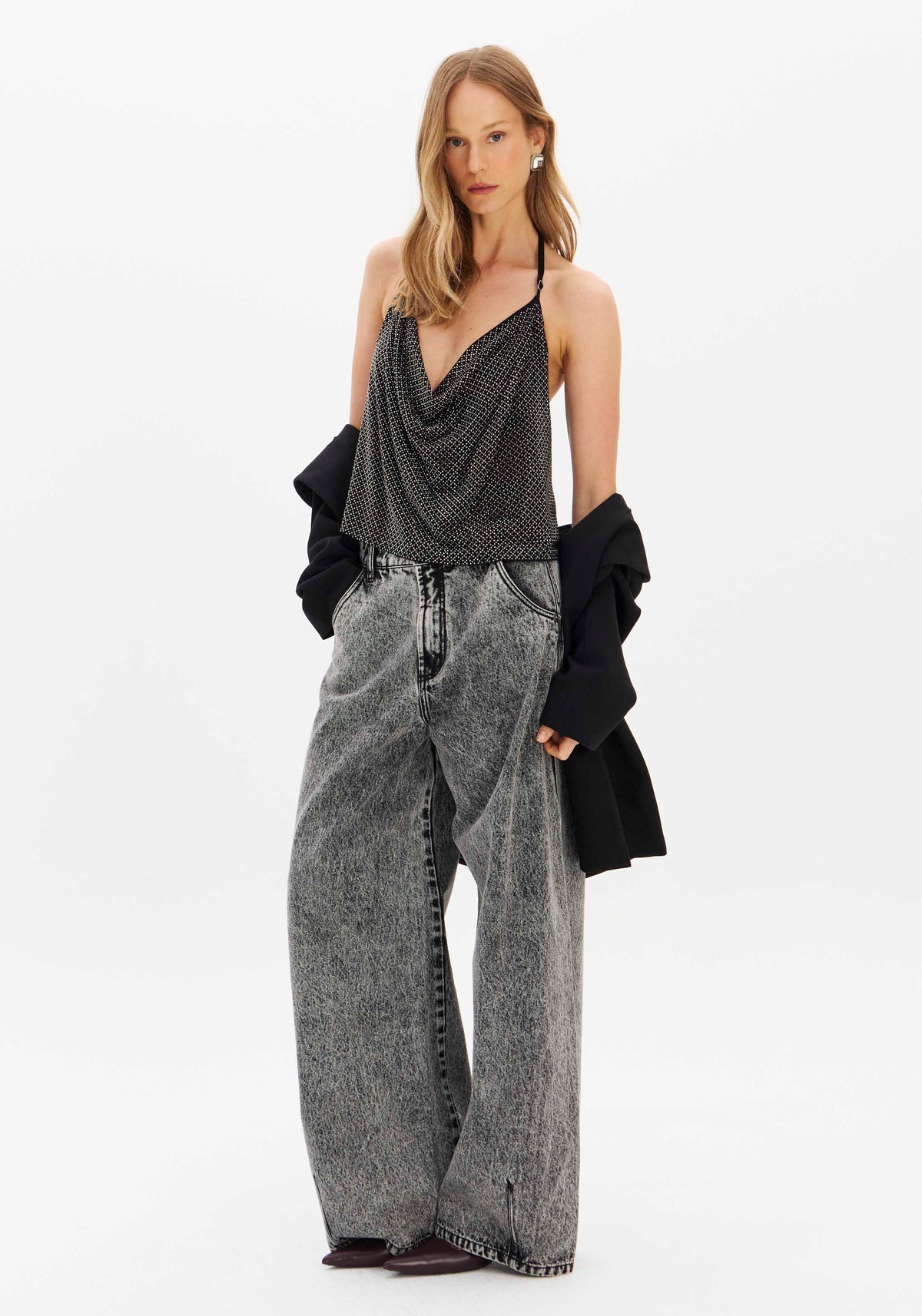 Sparkly Cowl Neck Camisole Top Lança Perfume