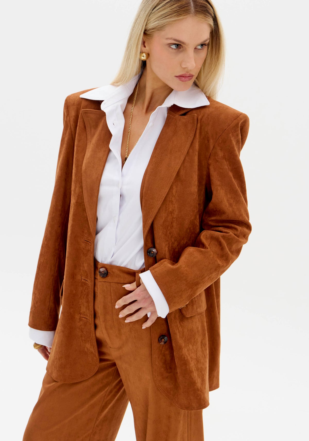 Longline Long Sleeve Blazer with Buttons Lança Perfume