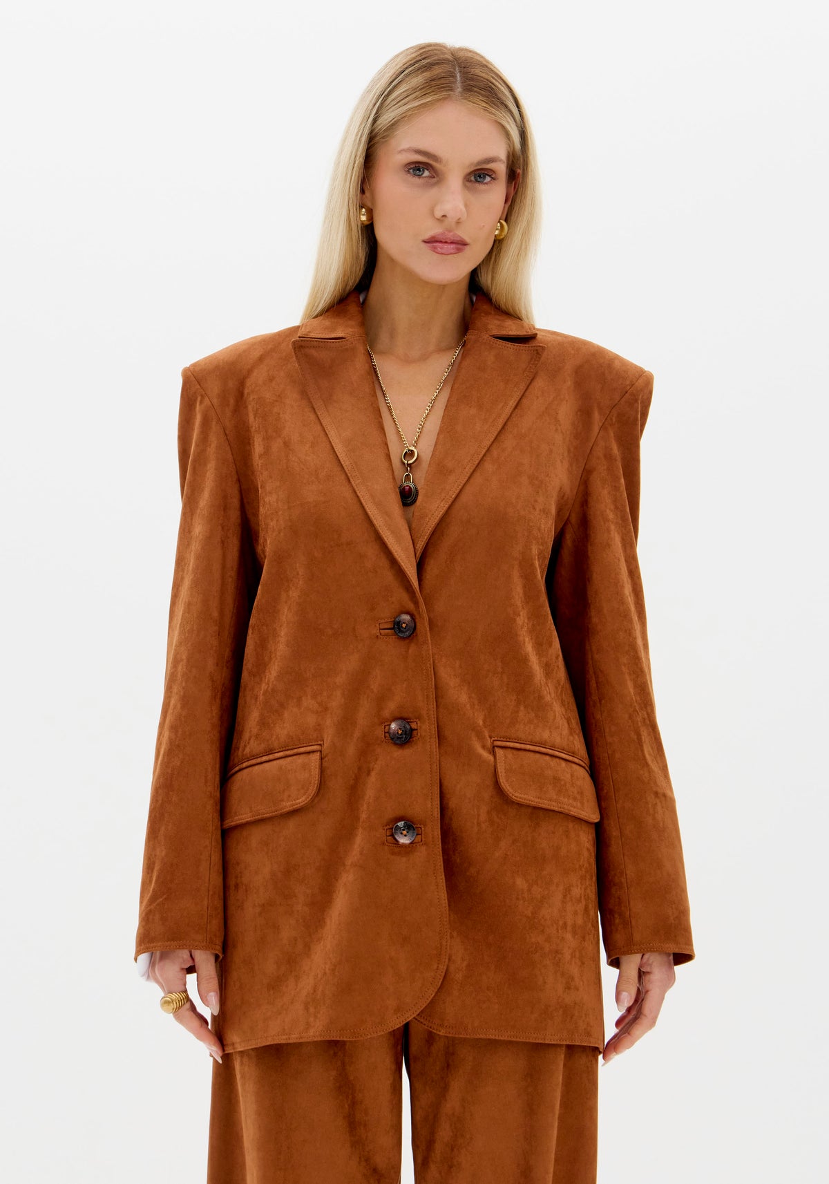 Longline Long Sleeve Blazer with Buttons Lança Perfume