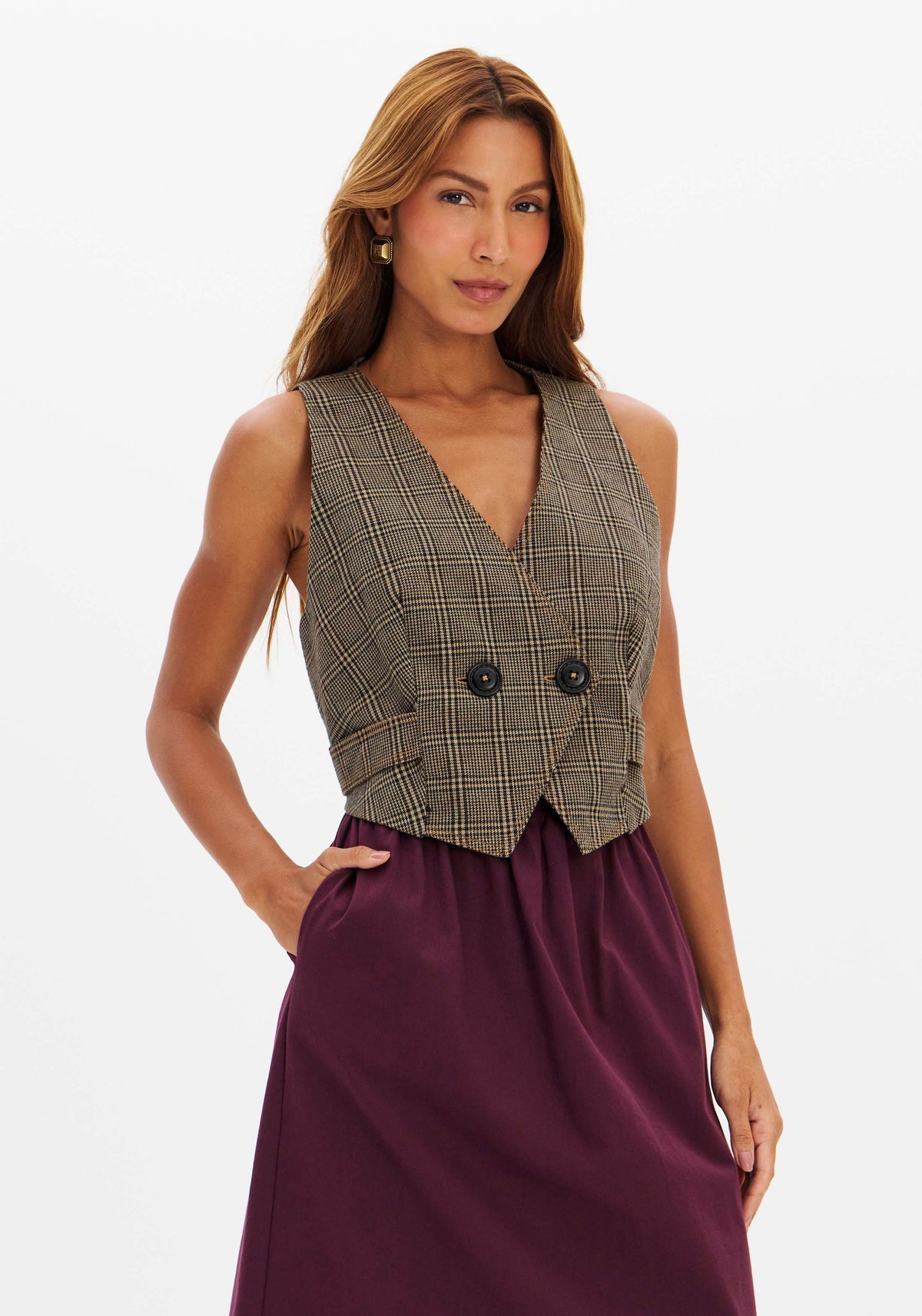Checked Double-Breasted Tailored Waistcoat Lança Perfume