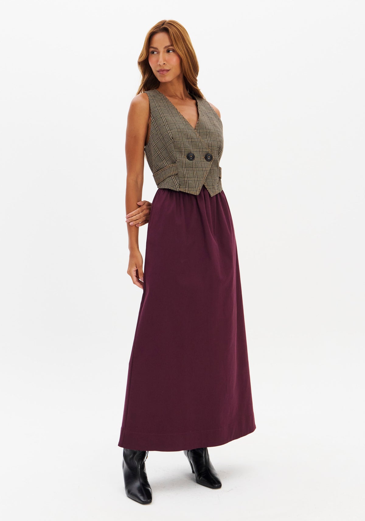 Checked Double-Breasted Tailored Waistcoat Lança Perfume
