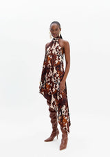 Asymmetric Printed Dress with Collar Lança Perfume