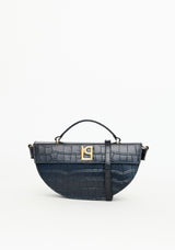 Croc-Embossed Leather Tote Bag with Logo Lança Perfume