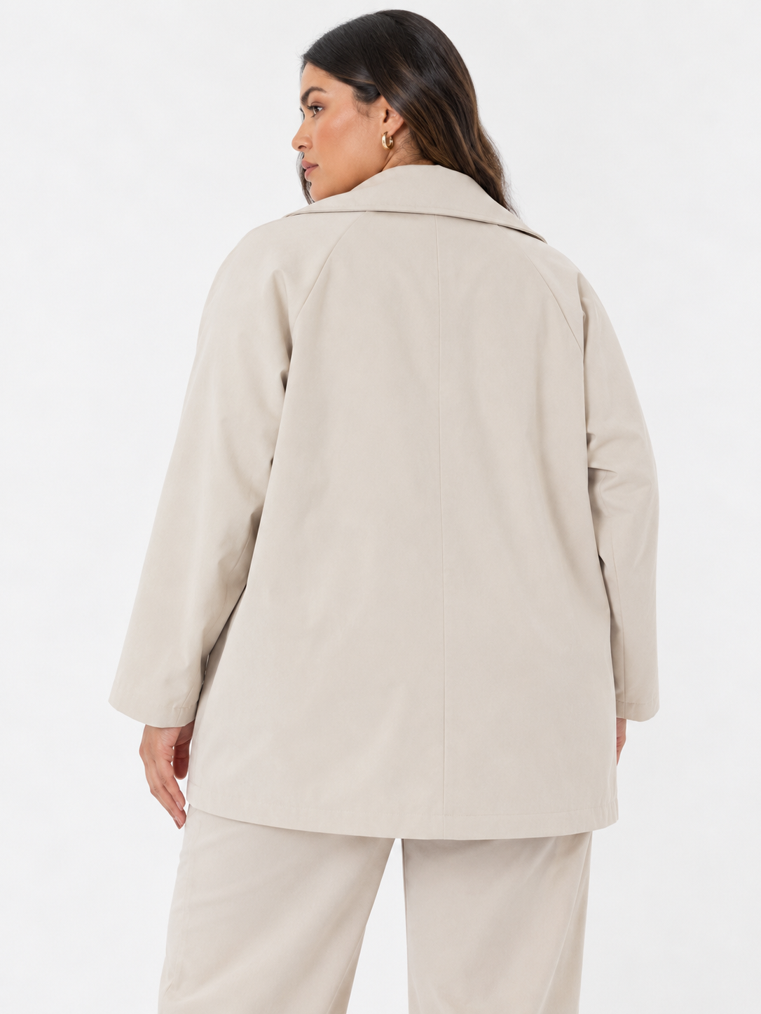 Beige Double-Breasted Cropped Pea Coat Quattro Venti