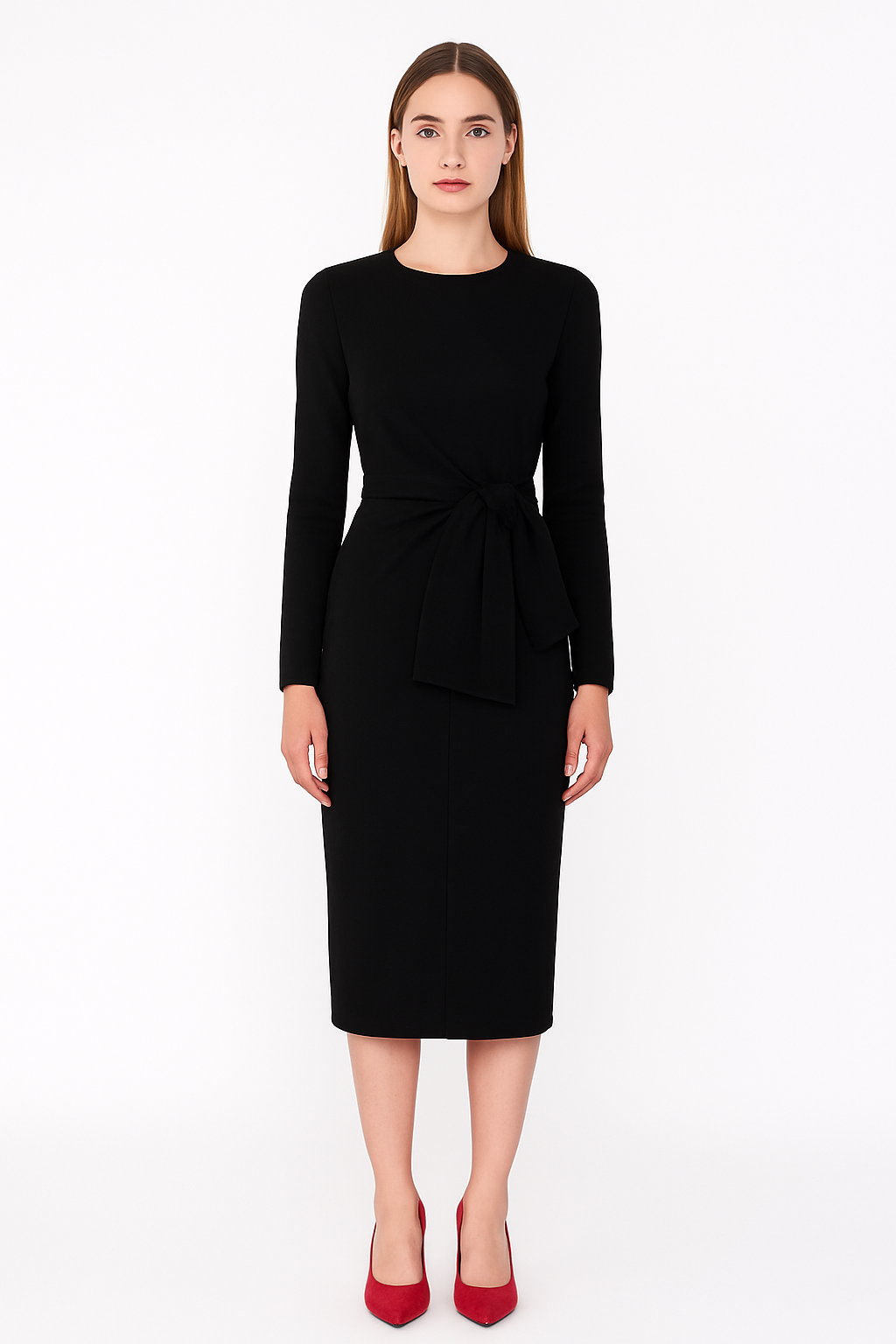 Vestido Midi com Detalhe de Gravata Arggido