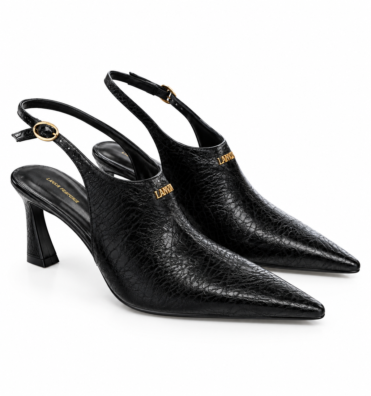Leather Slingback Pumps with Comma Heel Lança Perfume