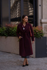 Wide-Collar Belted Long Coat Sahoco