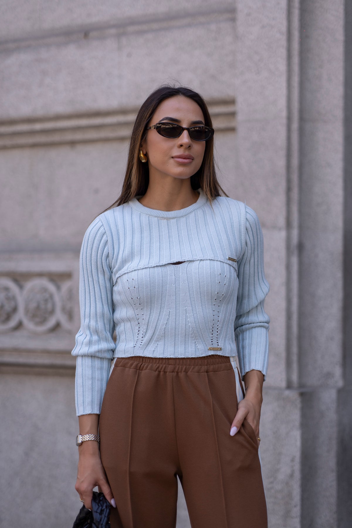 Top cropped 2 em 1 com camadas Sahoco