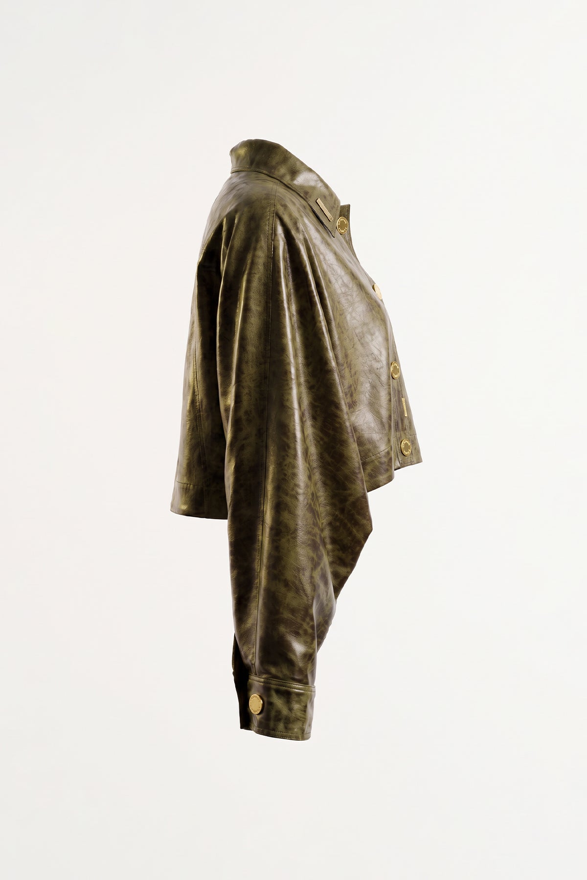 Reeve Faux-Leather Cropped Cape Blouse / Jacket Sahoco