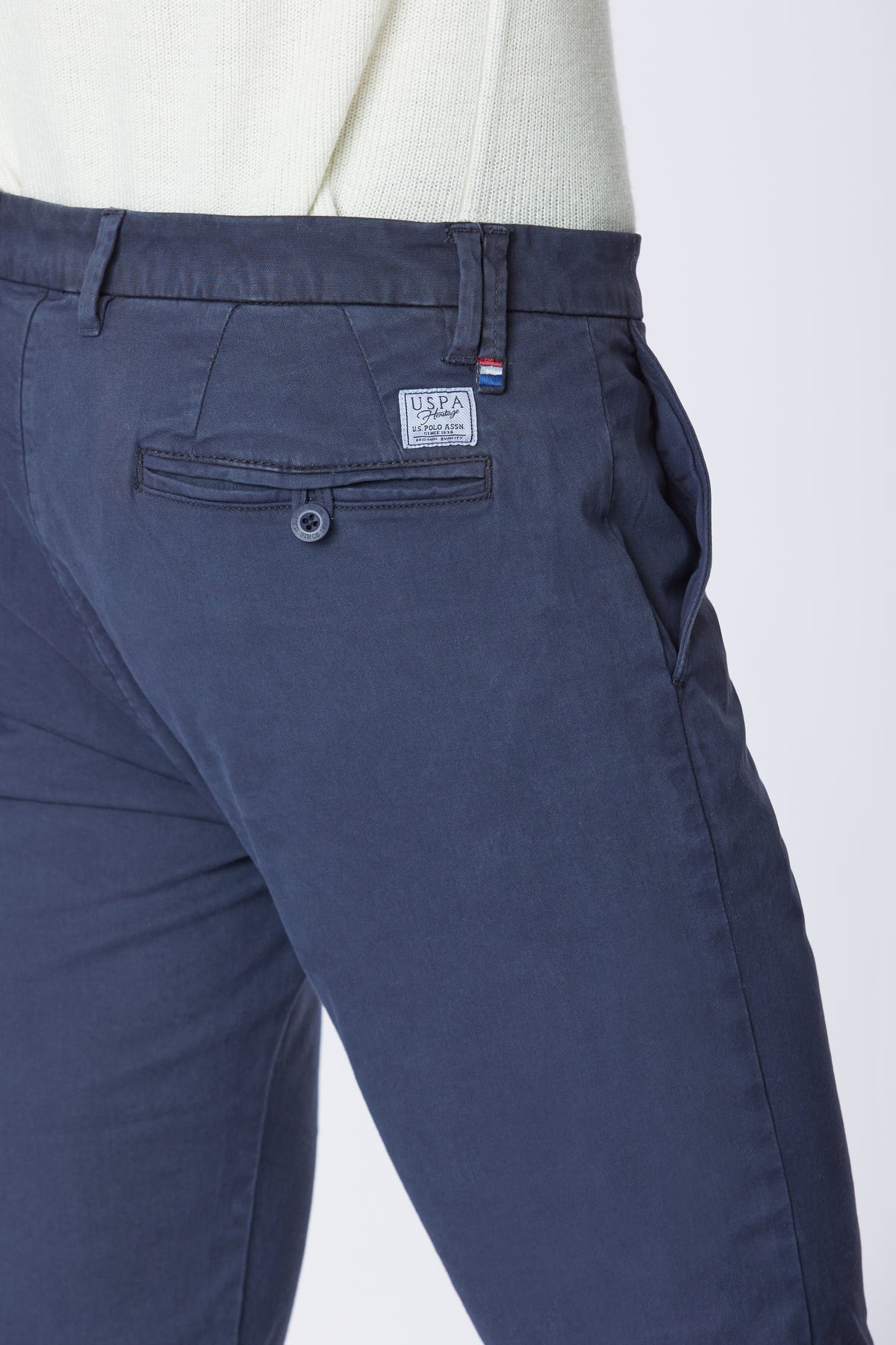 Calças chino de sarja reta para homem da US Polo Assn.