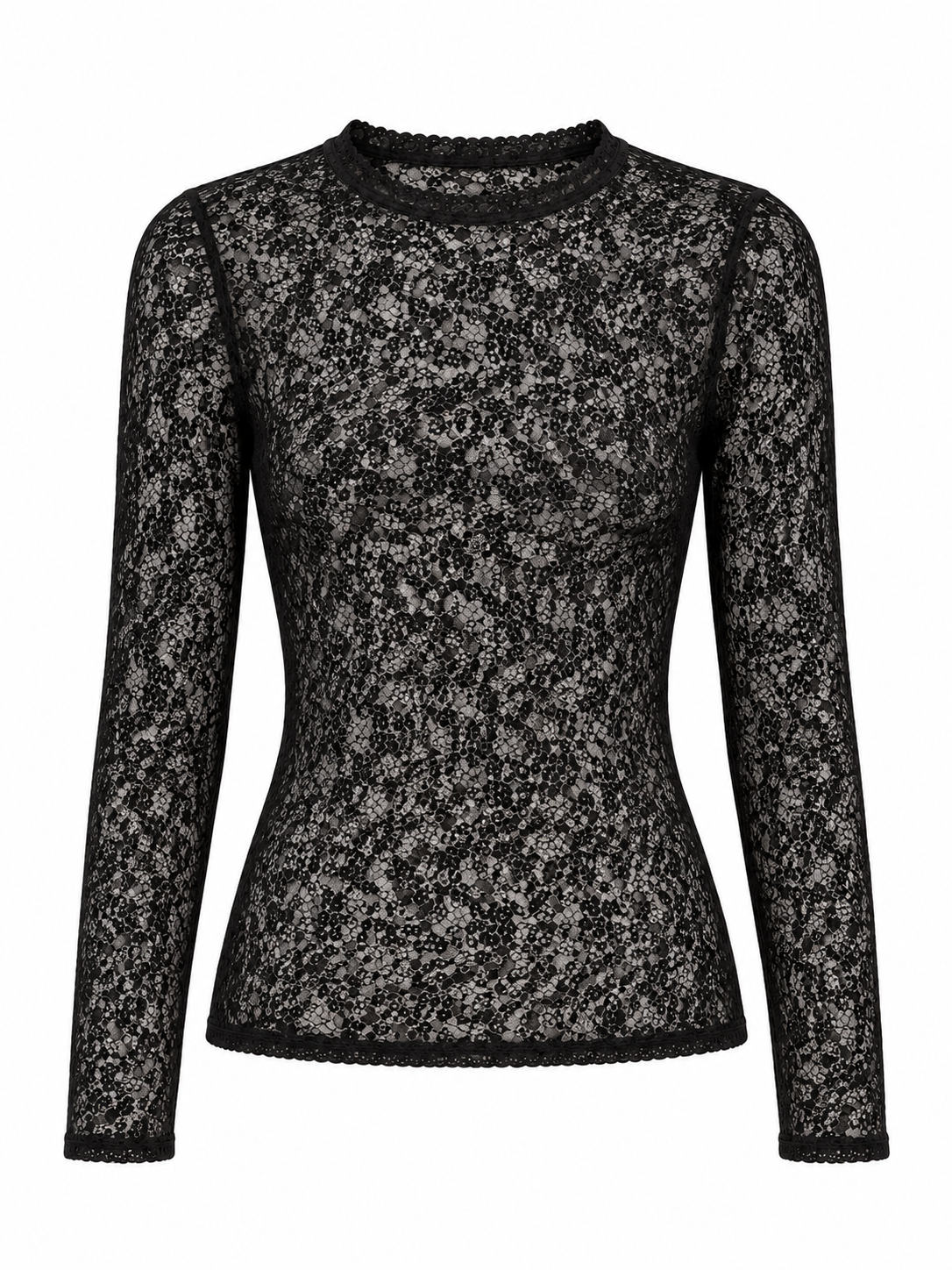 Long-Sleeve Lace Fitted Top Lança Perfume