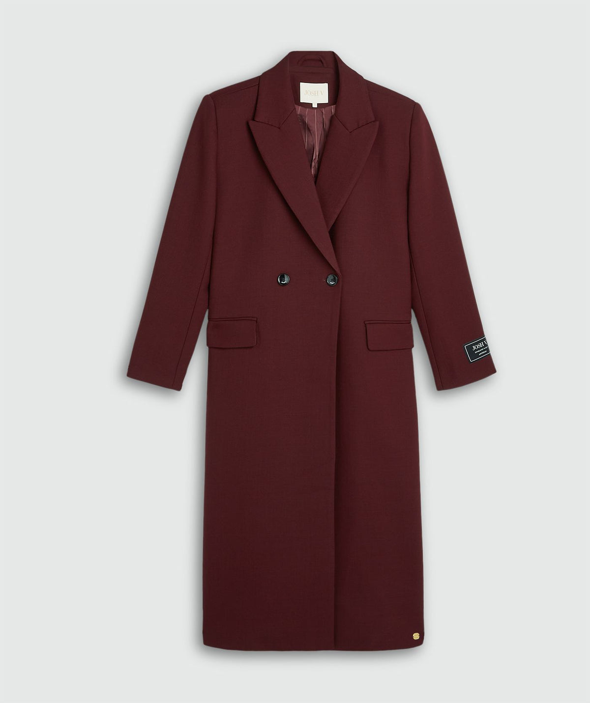 Athena Oversized Coat with Wool - Burgundy JOSH V