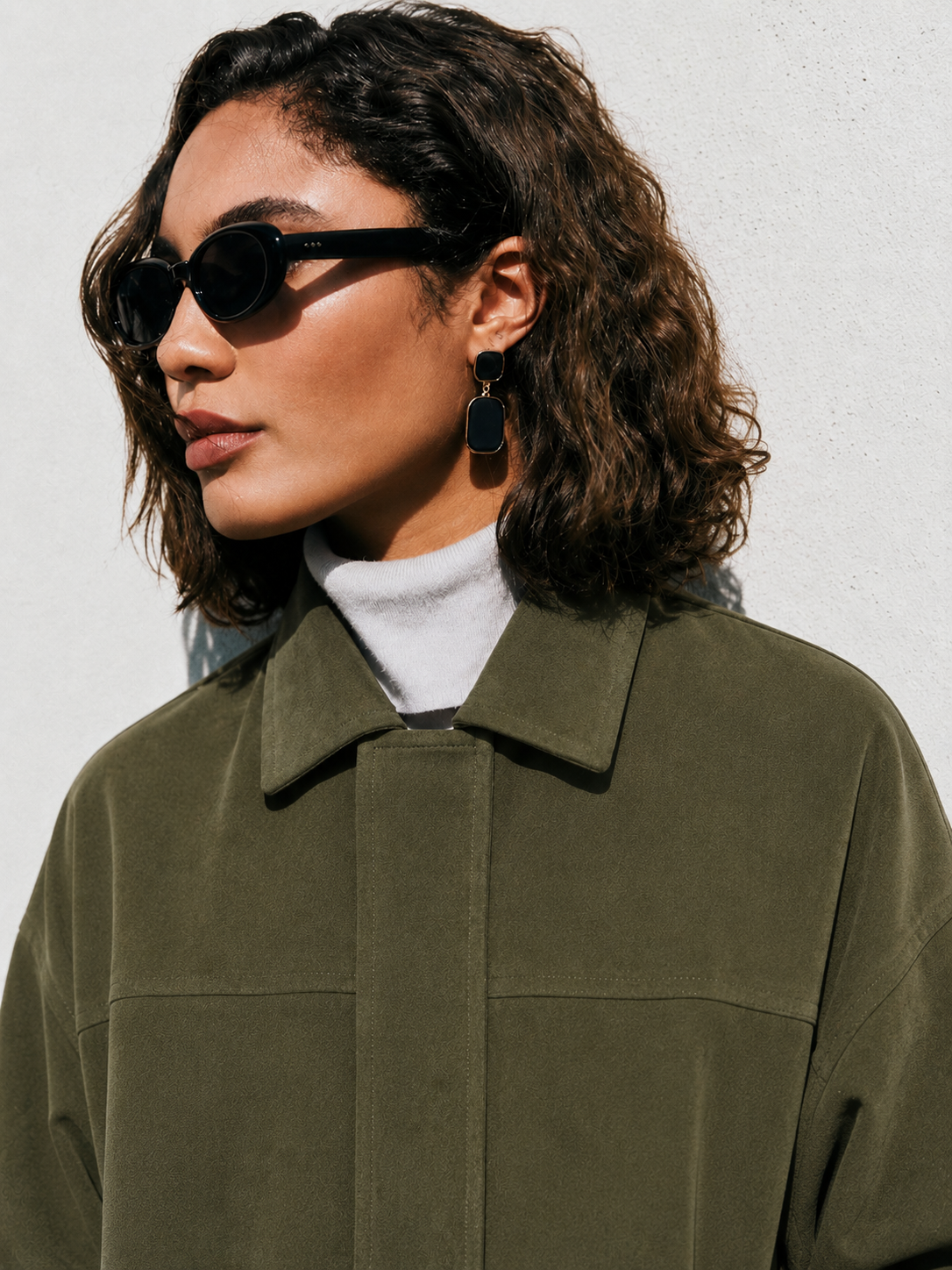 Green Faux Suede Oversized Bomber Jacket Quattro Venti