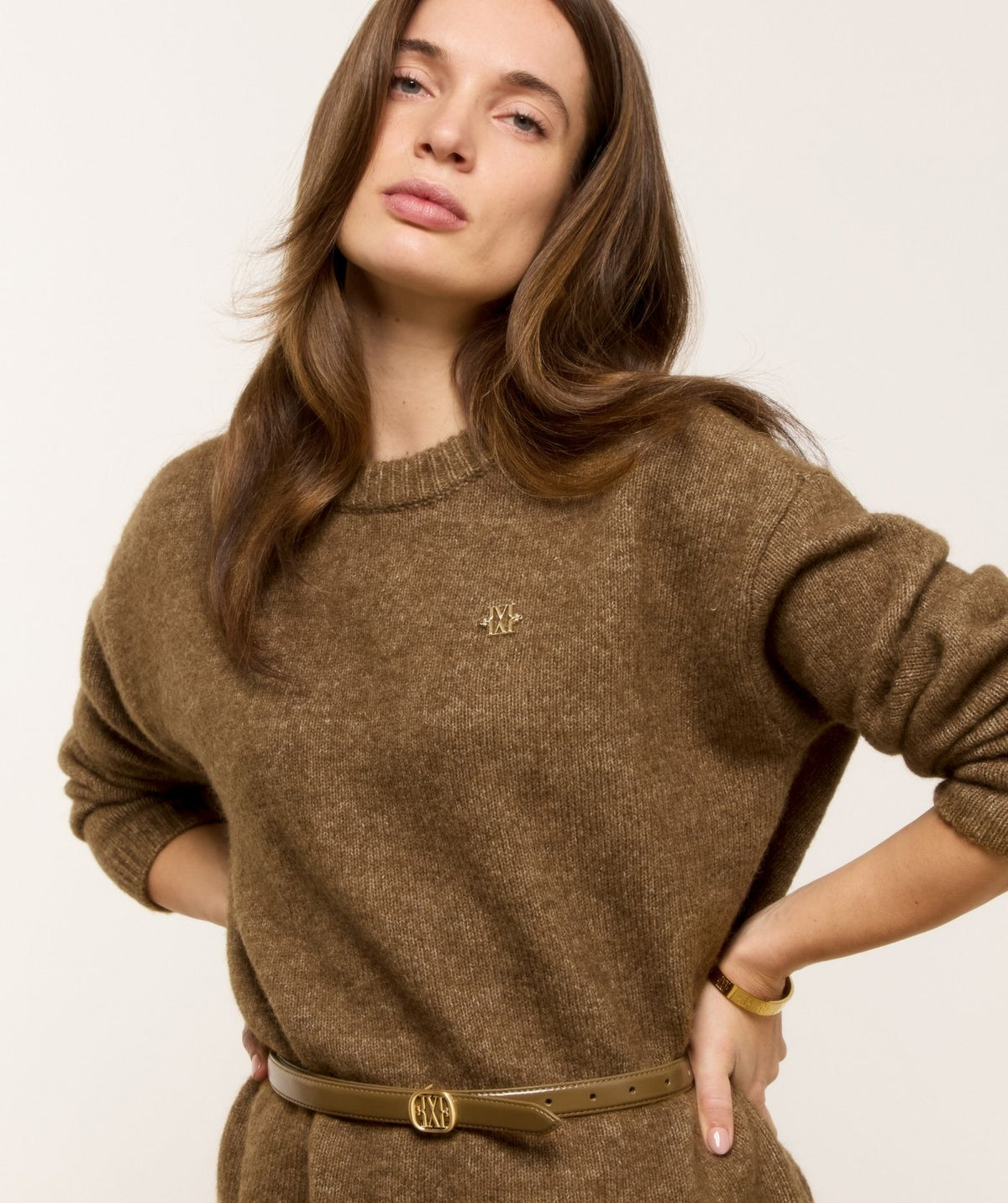 Camisola oversized ELINA com lã - cáqui JOSH V