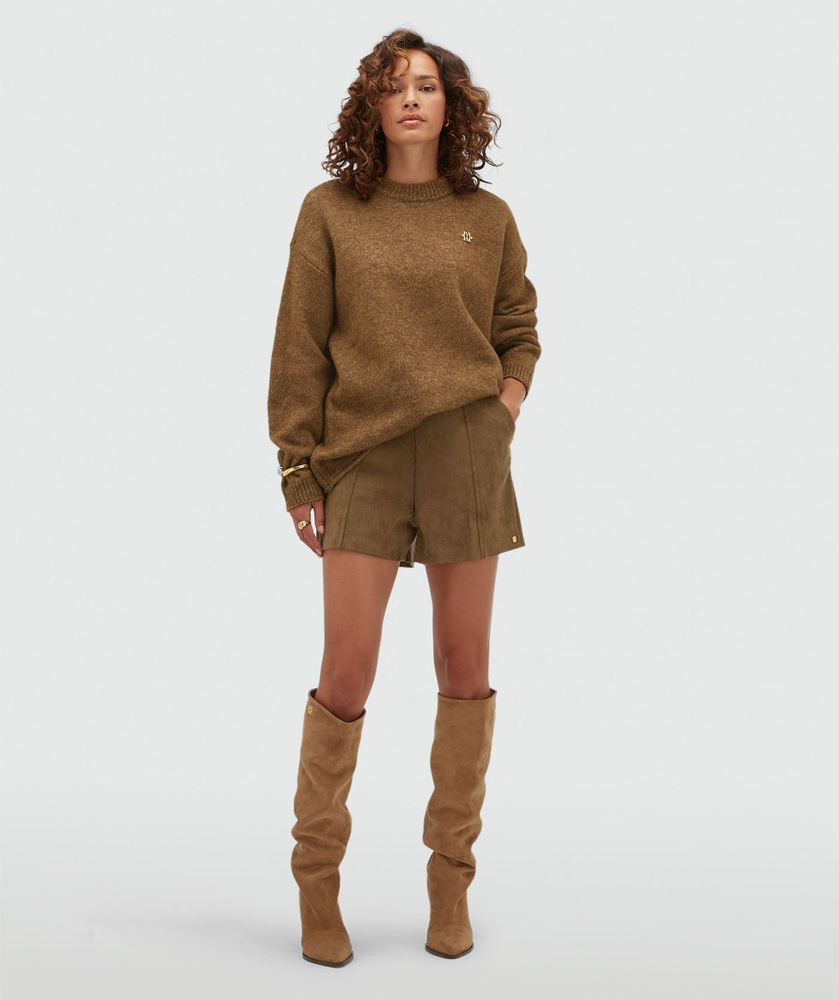 Camisola oversized ELINA com lã - cáqui JOSH V