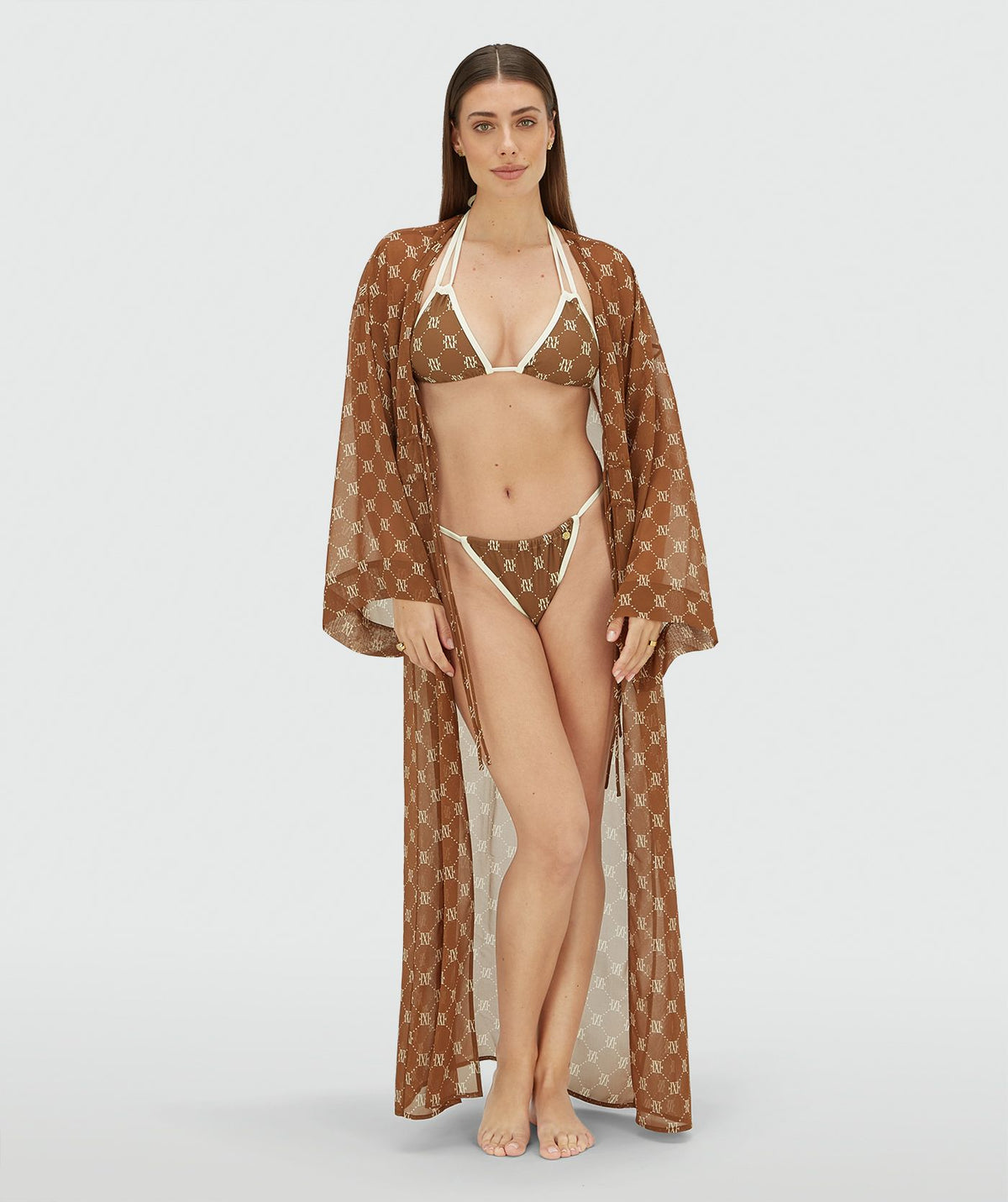 Everly Triangle Bikini Top - Brown Ecru JOSH V