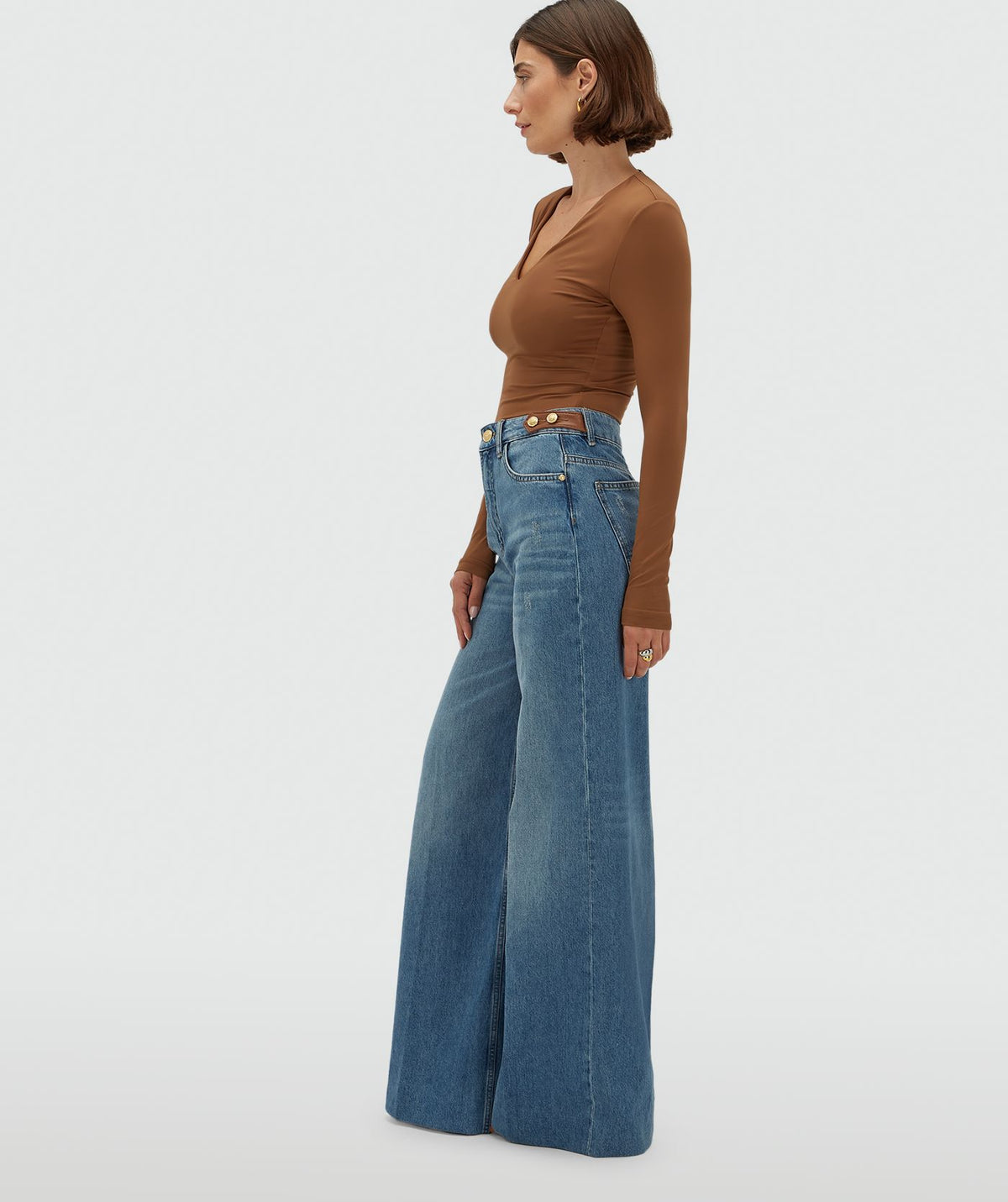 Gloria High-Waisted Wide-Leg Jeans - Blue Denim JOSH V