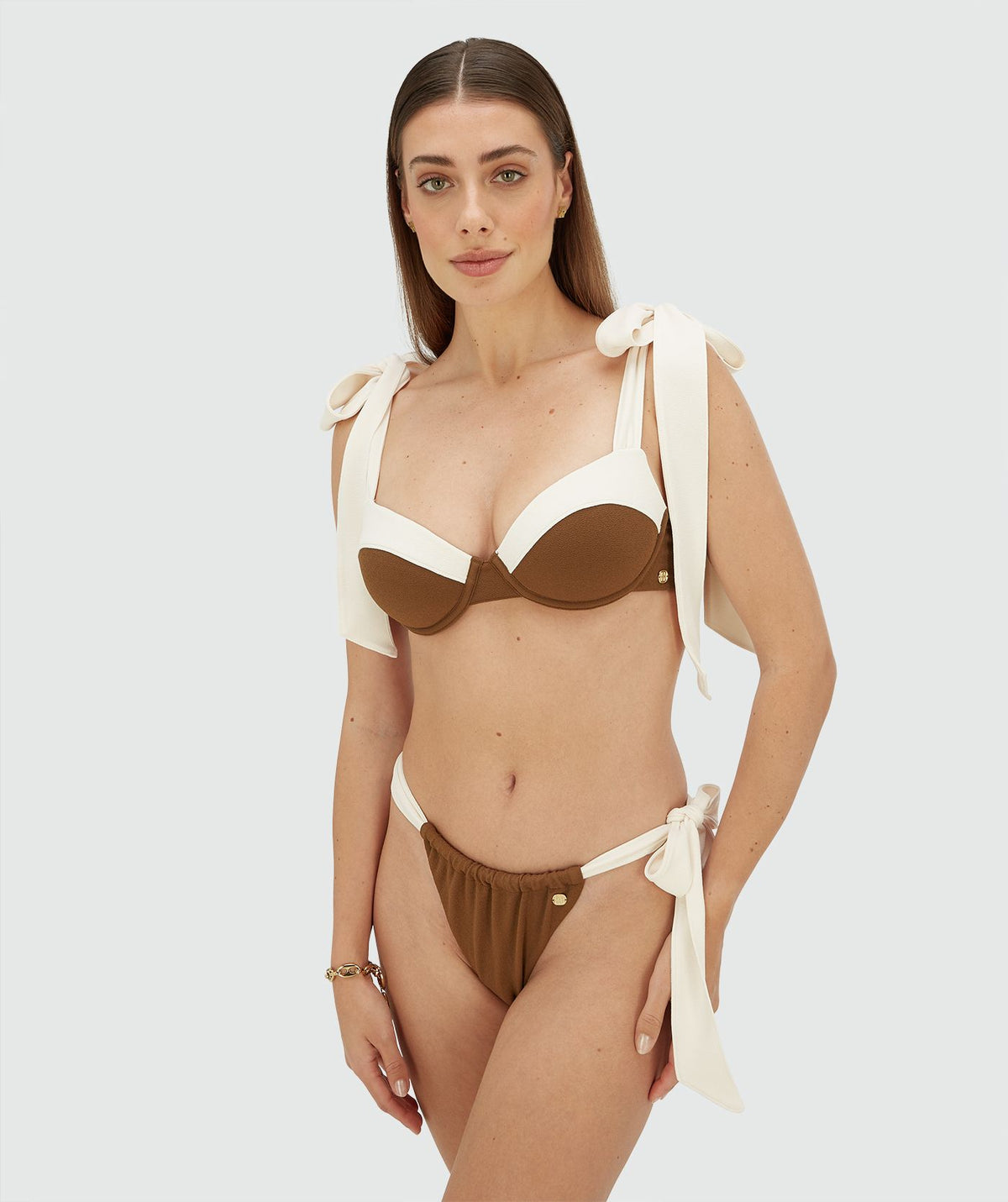 Padded Bra-Style Bikini Top - Brown Ecru JOSH V