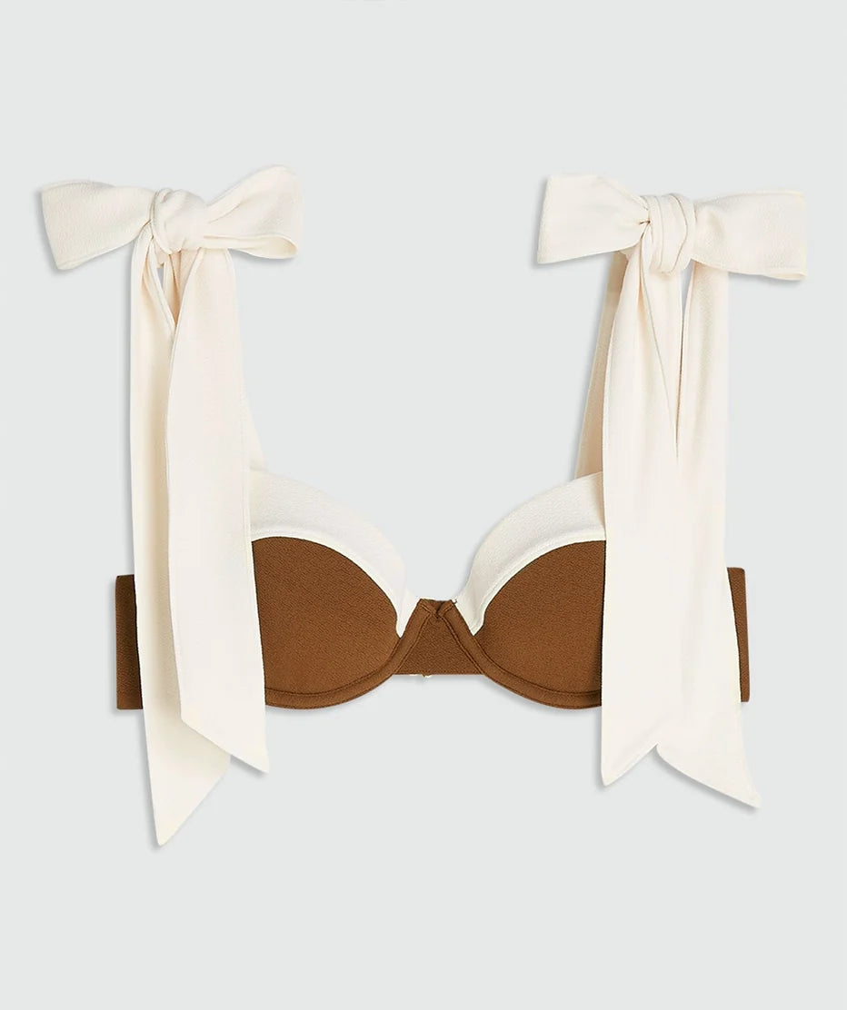 Padded Bra-Style Bikini Top - Brown Ecru JOSH V