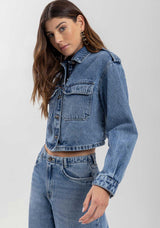 Cropped Jean Jacket with Classic Front Details LEZ A LEZ