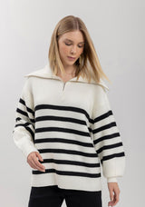 Long Striped Knit Sweater with Long Sleeves Lez a Lez