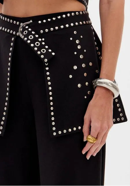 Black Straight-Leg Trousers with Removable Layer Lança Perfume