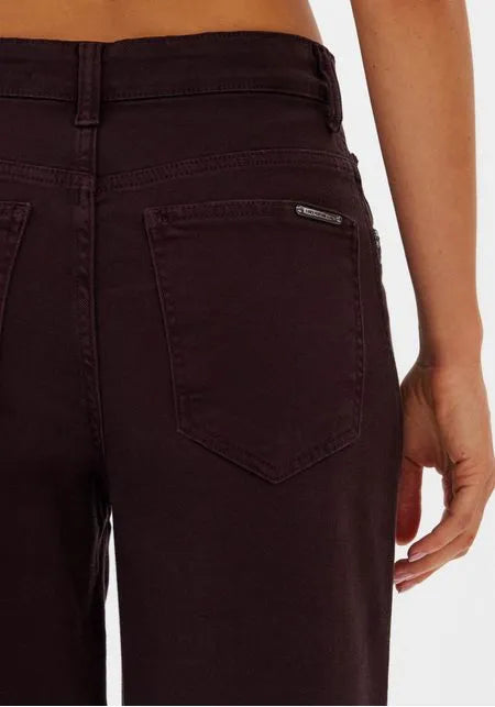 Burgundy Mid-Rise Wide-Leg Cotton Twill Trousers Lança Perfume