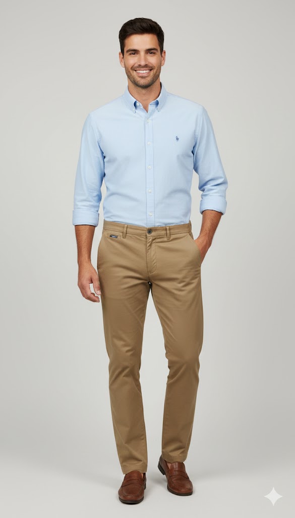 Calças chino de sarja reta para homem da US Polo Assn.