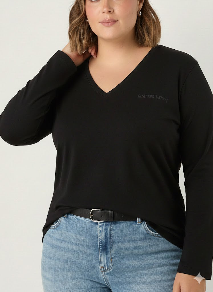 Blusa de mulher de manga comprida com decote em V Quattro Venti