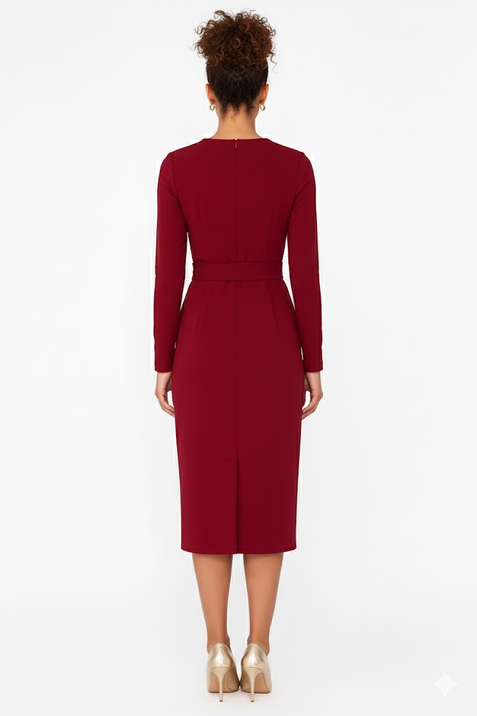 Vestido Midi com Detalhe de Gravata Arggido