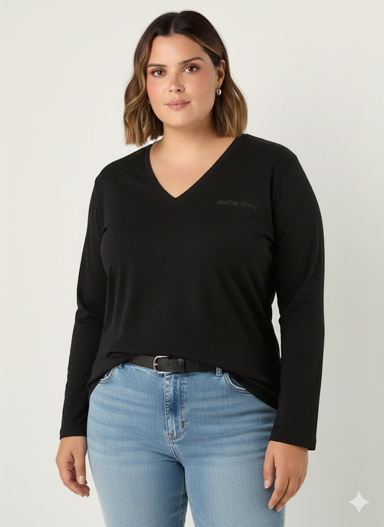 Blusa de mulher de manga comprida com decote em V Quattro Venti