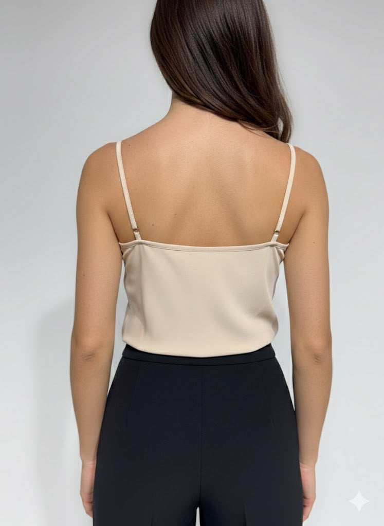 Blusa sem mangas com decote drapeado Koralline