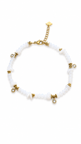 White and Gold Beaded Bracelet Jetlag