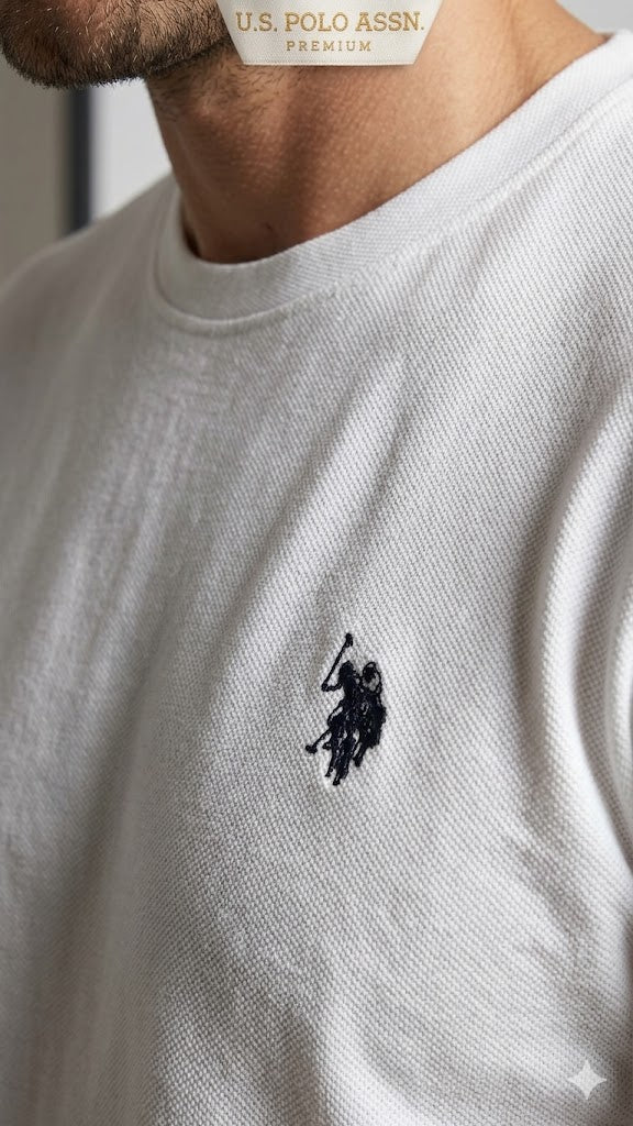 White Regular Fit Premium Signature T-Shirt U.S. Polo Assn.