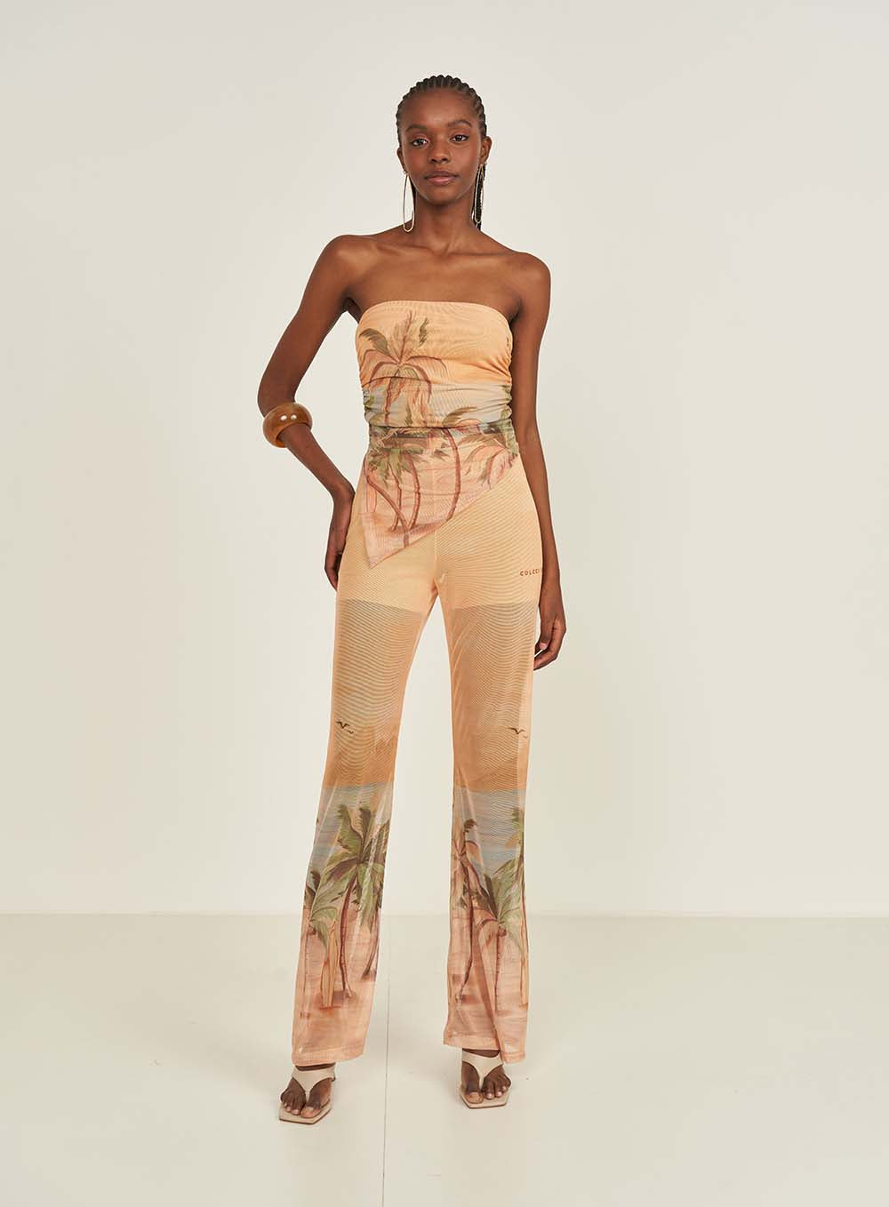 Printed Mesh Flare Pants Colcci