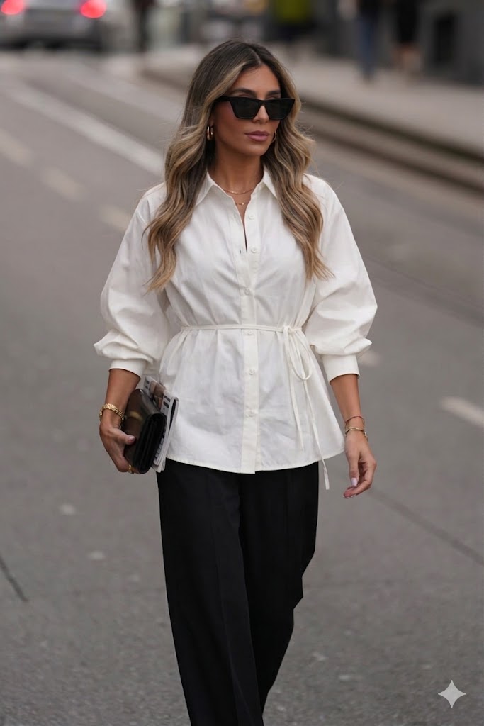 Shirt 100% Cotton with Tie Belt Sahoco