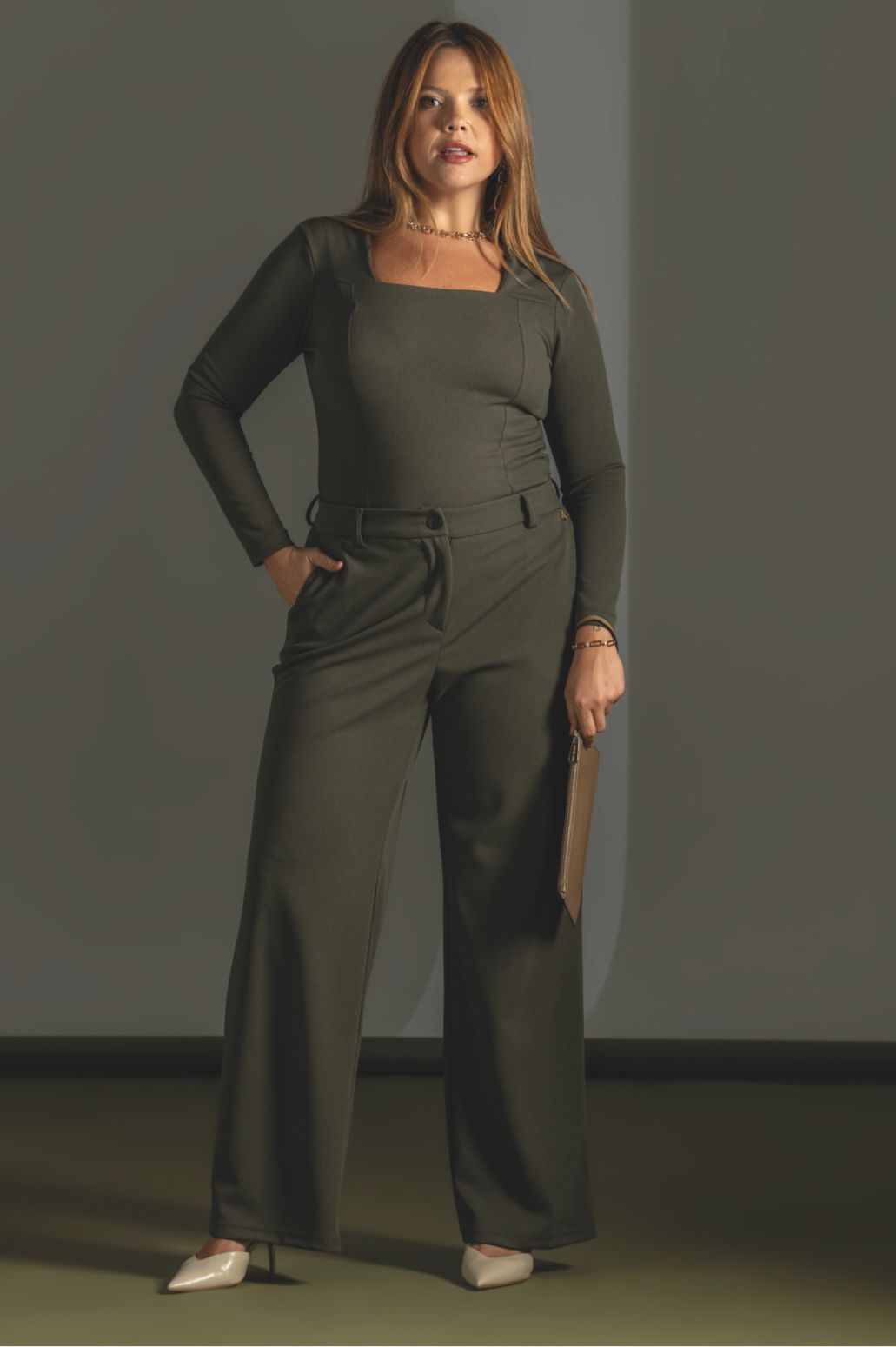 Elastic Tailored Wide Leg Trousers Quattro Venti