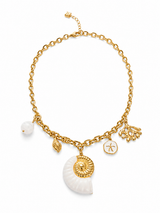 Chunky Gold Chain Necklace with White Shell Charms Jetlag
