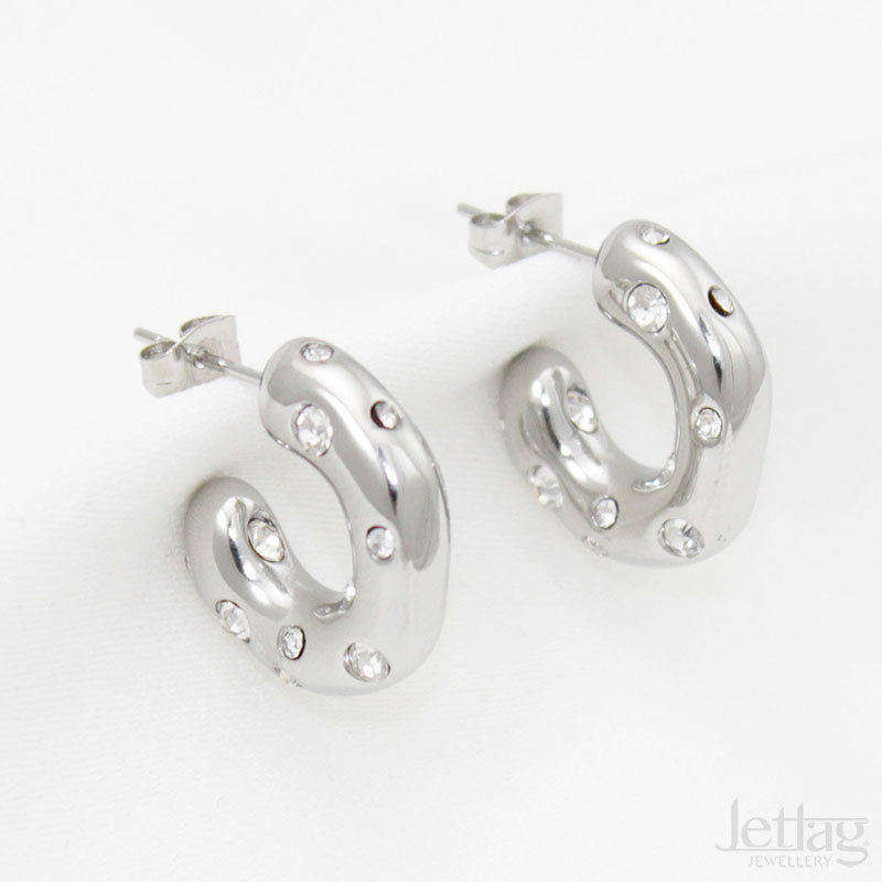 Small Hoop Earrings with Crystals  Jetlag