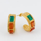 Orange and Green Crystal Earrings – Jetlag